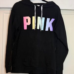 PINK Victoria's Secret Black Hoodie with Ombre Lettering